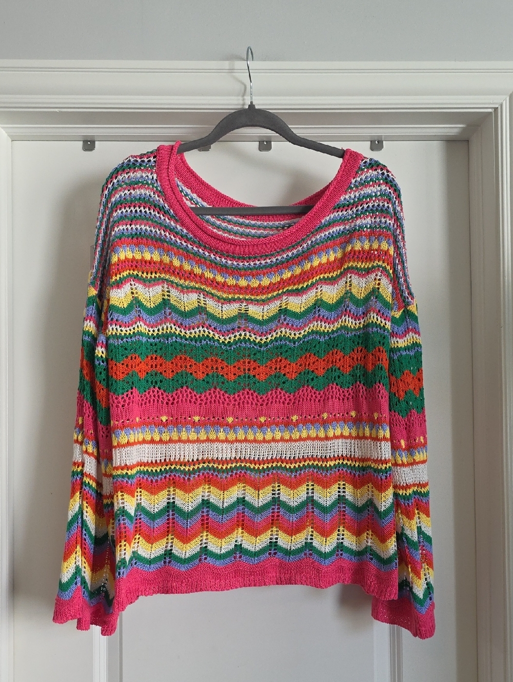 EUC Multicolor Open-Knit Round Neck Women's Crochet Lightweight XL